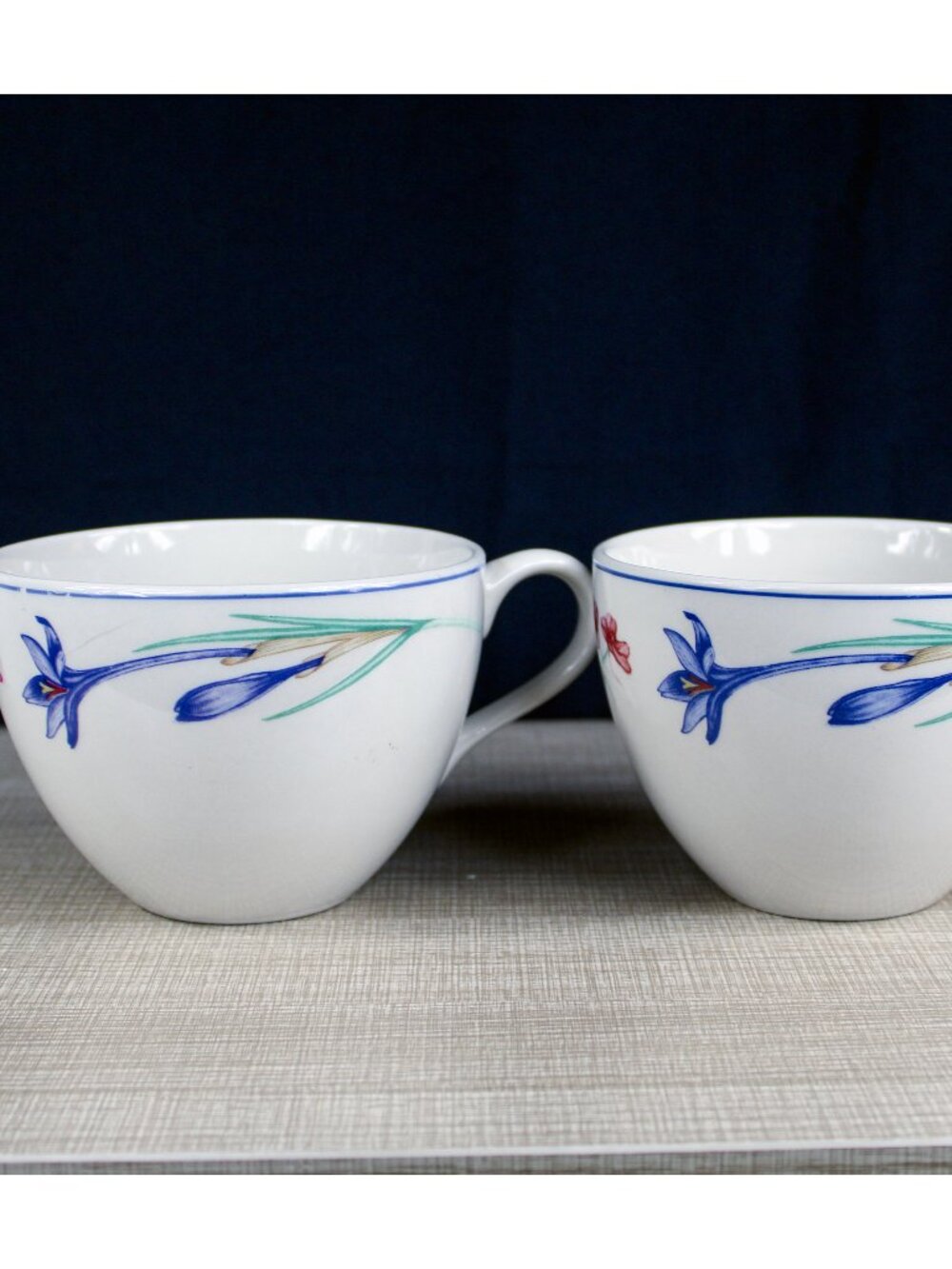 Vtg Forever Spring Stoneware 16 oz Jumbo Mug Coffee Tea Set of 2 Cottagecore 80s